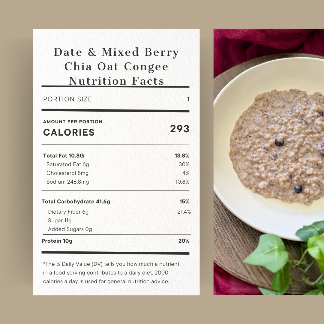 Date and Mixed Berry Chia Oatmeal Congee