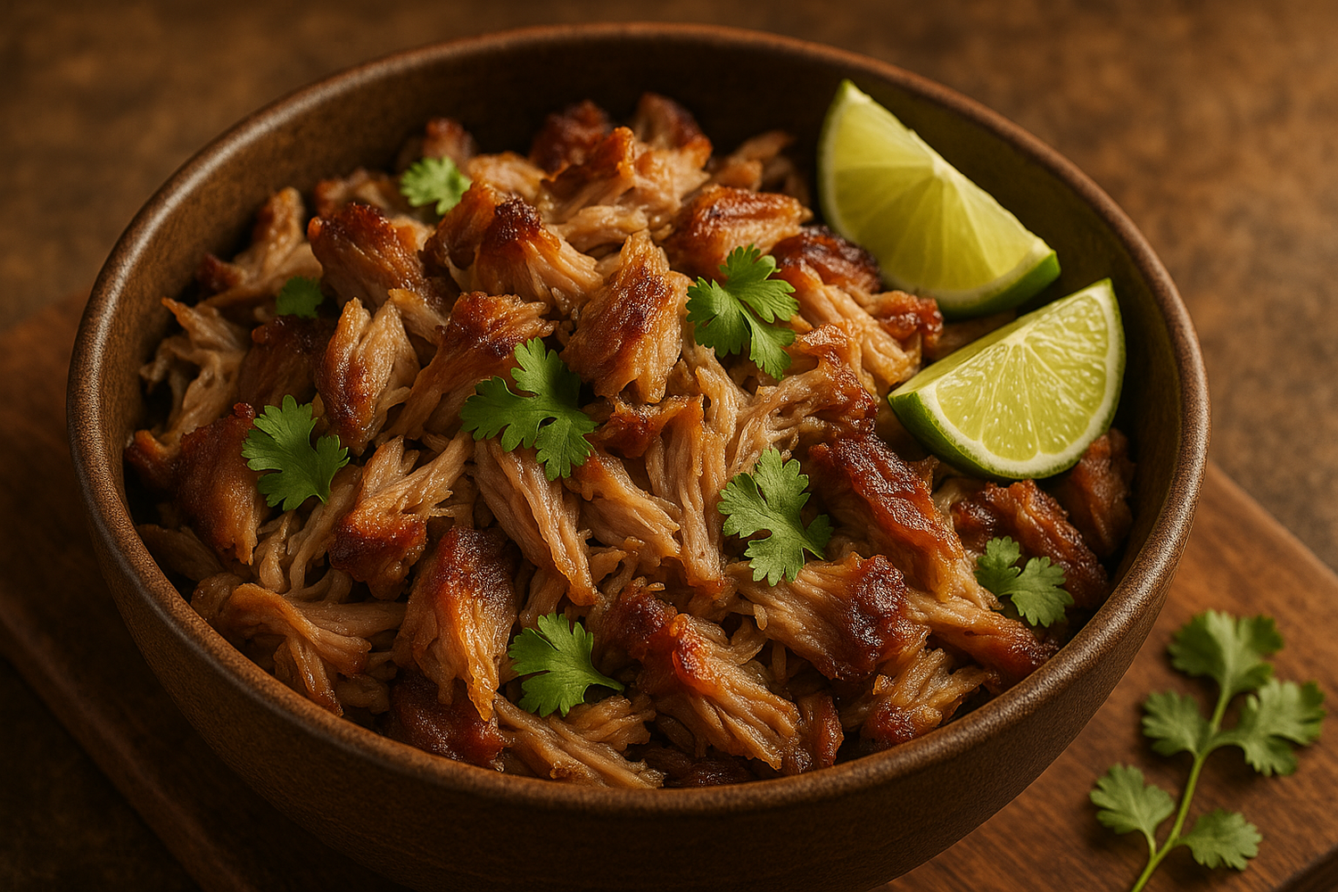 shredded pork carnitas made with pork shoulder